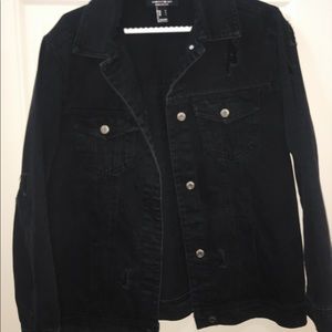 Distressed Black Denim Jacket